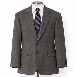 Lauren Ralph Lauren Mens 40R Wool Plaid Sport Coat Blazer Jacket Brown Tan